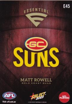 2023 Select AFL Footy Stars - Essentials #E45 Matt Rowell Back